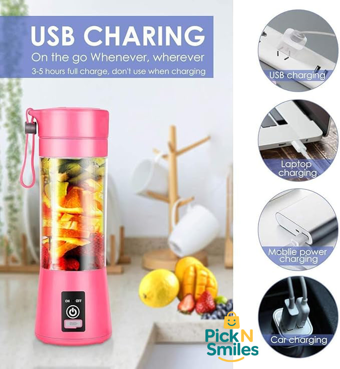 PickNSmailes 4 Blades Portable Rechargeable ™ USB Juicer Bottle Blender