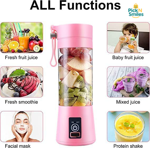 PickNSmailes 4 Blades Portable Rechargeable ™ USB Juicer Bottle Blender