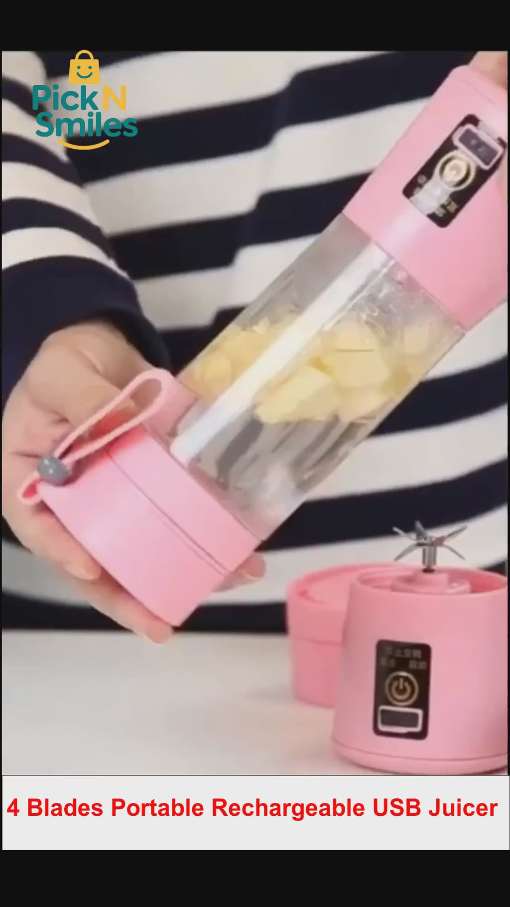 PickNSmailes 4 Blades Portable Rechargeable ™ USB Juicer Bottle Blender